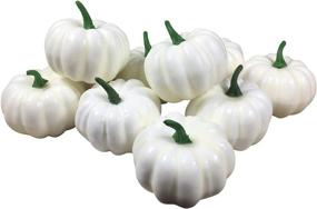 img 4 attached to Harvest Fall Decor: 10 Pcs White Foam Pumpkins for Autumn & Halloween