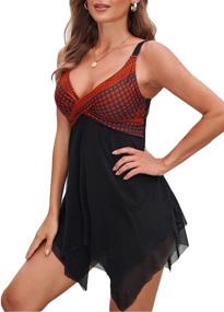 img 4 attached to Aleumdr Printed Tankini Swimdress Swimwear Women's Clothing