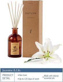 img 2 attached to 🌸 Jasmine & Lily Scent Reed Diffuser Set – 8 Rattan Scented Stick Diffuser Reeds, All-Natural Essential Oil in an Elegant Amber Glass Vase (5.75oz) – Provides Continuous Fragrance