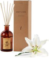 🌸 jasmine & lily scent reed diffuser set – 8 rattan scented stick diffuser reeds, all-natural essential oil in an elegant amber glass vase (5.75oz) – provides continuous fragrance логотип