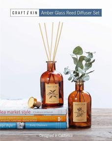 img 3 attached to 🌸 Jasmine & Lily Scent Reed Diffuser Set – 8 Rattan Scented Stick Diffuser Reeds, All-Natural Essential Oil in an Elegant Amber Glass Vase (5.75oz) – Provides Continuous Fragrance