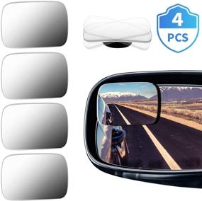 img 4 attached to Enhance Your Driving Safety with 4 Pieces Rectangle Car Blind Spot Mirrors - Wide Angle 360 Degree Glass Convex Spot Frameless Adjustable Self-adhesive Mirrors