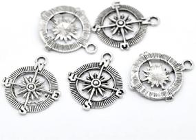 img 1 attached to Housweety Silver Compass Pendants 30X25Mm