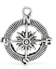 img 3 attached to Housweety Silver Compass Pendants 30X25Mm