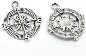 img 2 attached to Housweety Silver Compass Pendants 30X25Mm