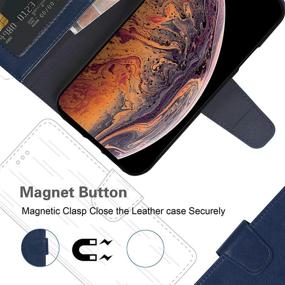 img 1 attached to 📱 Arae Wallet Case for iPhone Xs Max 6.5 inch - PU Leather Flip Cover with Stand Feature, Wrist Strap, 4-Slots for ID and Credit Cards - Blue