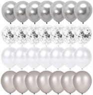 🎈 50-piece silver confetti chrome metallic balloons set - anyfeel premium latex glitter balloons for parties, 10-inch white pearl helium balloons decorations kit, ideal for birthdays, bachelorettes, baby showers, weddings, engagements, bridal showers, graduations, and proposals logo