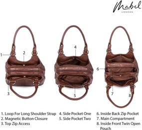 img 1 attached to 👜 Стильные и функциональные: сумки на плечо Mabel с множеством карманов для женщин и кошельки для сумок Хобо.