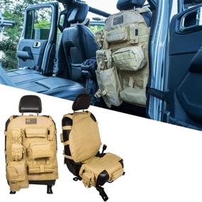 img 4 attached to E-Cowlboy Universal Seat Cover Case for Jeep Wrangler Unlimited JK JL CJ YJ LJ Ford F150 Rubicon Cherokee - Organizer Storage with Multiple Compartments, Pockets, and Holder