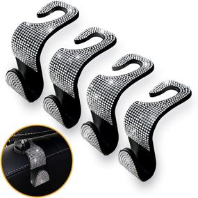 img 4 attached to LivTee Crystal Bling Rhinestone Car Back Seat Headrest Hooks Interior Accessories and Consoles & Organizers
