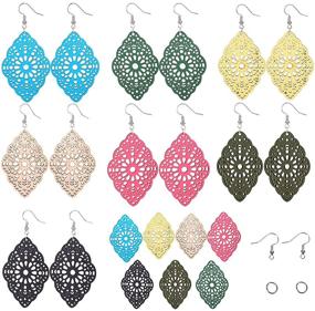 img 4 attached to 🧵 SUNNYCLUE DIY Leather Earrings Making Kit - 7 Pairs of Hollow Leather Earrings with Leather Links Pendants & Jump Rings & Brass Earring Hooks for Jewelry Making, DIY Craft Accessory