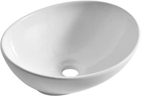 img 1 attached to 🚰 16x13 Inch Future Height Ceramic Vessel Sink with Pop-Up Drain - Small Bathroom Vanity Sink, Above Counter Top - Oval Canoe Shape