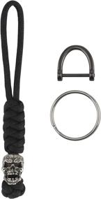 img 4 attached to Premium Handmade Paracord Lanyard Keychain with Skull Beads - Ideal for Knives and Keychains