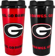 georgia bulldogs insulated travel tumbler - 16 oz, no spill flip 🏈 lid - gameday novelty ncaa tumbler by whirley drink works - 2 piece set логотип