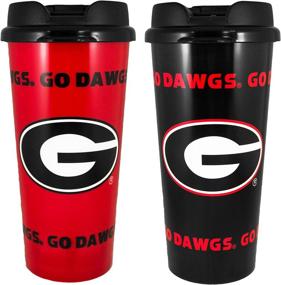 img 1 attached to Georgia Bulldogs Insulated Travel Tumbler - 16 oz, No Spill Flip 🏈 Lid - Gameday Novelty NCAA Tumbler by Whirley Drink Works - 2 Piece Set