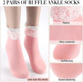 img 3 attached to 🧦 6 Pairs of Frilly Lace Ruffle Ankle Socks - Fashionable Women and Girls Princess Socks
