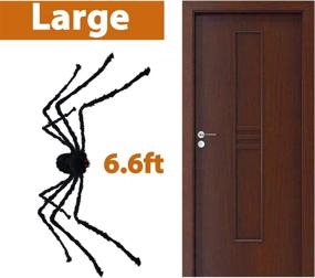 img 3 attached to 🕷️ Pawliss Giant Scary Spider Decorations - 6.6ft/200cm Halloween Spider Outdoor Props, Realistic Fake Large Hairy Spider for Yard