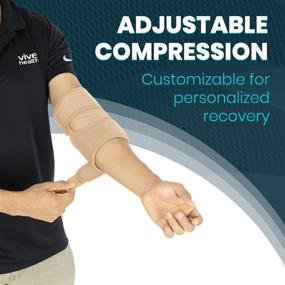 img 1 attached to 🎾 Vive Tennis Elbow Brace - Compression Sleeve for Golfers - Support Wrap for Bursitis - Left/Right Arm - Tendonitis Strap for Golf - Men/Women - Epicondylitis & Sports Recovery (Beige, Standard)