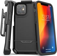 encased iphone 12 belt clip holster case (2020 rebel armor) - heavy duty protection in black logo