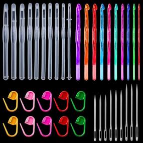 img 4 attached to 29 Pieces Crochet Hook Resin Moulds: The Perfect DIY Kit for Handmade Crafts, Comes with Large Eye Stitching Needles, Knitting Crochet Markers, and Silicone Casting Moulds