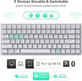 img 1 attached to 🎮 RK Royal Kludge RK84 Mechanical Keyboard with RGB, Triple Mode BT5.0/2.4G/Wired, Hot-Swappable, 84 Keys, Wireless Bluetooth Gaming Keyboard with Quiet Red Switches