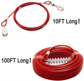 img 2 attached to PUPTECK 100ft Heavy Duty Dog Tie Out Cable with 10ft Runner for Dogs up to 125lbs - Red