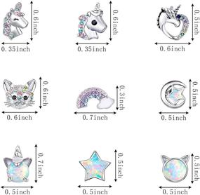 img 3 attached to 🦄 12 Pairs Cute Stud Earrings - Hypoallergenic & Shiny Jewelry in Various Designs: Cat, Star, Butterfly, Unicorn - Opal, Stainless Steel, and 925 Silver Earrings for Women and Girls