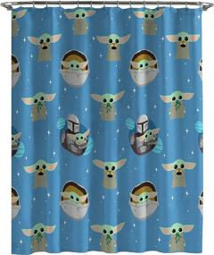 img 3 attached to Jay Franco Star Wars Mandalorian Blue Space Bathroom Set - Shower Curtain, Hooks, Rug & More!