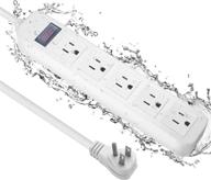 🔌 waterproof outdoor power strip with 5 outlets - weatherproof garden power strip for lighting appliances - christmas outdoor power strip weatherproof - 6ft extension cord strip with flat plug логотип