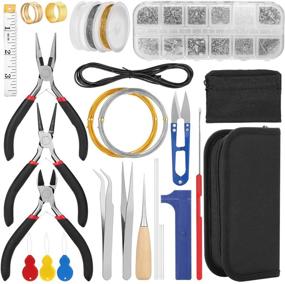 img 4 attached to Complete DIY Jewelry Making Supplies Kit: FIXM Jewelry Finding Kit with Pliers, Jump Rings, Ribbon Ends, Eye Pins, Earring Hooks & More!