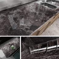 🔖 livelynine 15.8x197 inch removable marble contact paper: waterproof kitchen counter tops sticker & furniture wrap - self adhesive paper for bathroom, desk, table cover логотип