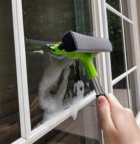 img 1 attached to 🪟 2-in-1 Window Squeegee Cleaning Tool and Scrubber Sponge Washing Kit for Indoor Outdoor Use - Ideal for Windows, Glass, Car Windshield, and Multi-Surface Washer