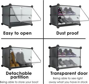 img 1 attached to SimpleWise Portable Shoe Rack Organizer: 6 Cube 12 Tiers DIY Entryway Storage Solution - Free Standing Plastic Cabinet in Gray