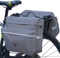 🚴 water-resistant portable bike pannier bag - 26l bicycle panniers by vuudh with reflective trim, grey color logo