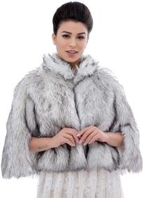 img 4 attached to ❄️ Stylish Aukmla Faux Fur Cape: Perfect Bridal Stole for Winter Weddings!