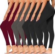 🩰 women's high waisted leggings - soft athletic tummy control pants for running, cycling, yoga, and workout - 7 pack, available in regular and plus sizes логотип