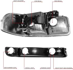 img 1 attached to 🚗 Фары DNA Motoring с черным корпусом и оранжевыми углами для Sierra 99-07 / Yukon XL 1500 2500 00-06