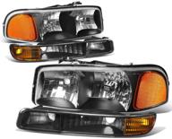 🚗 фары dna motoring с черным корпусом и оранжевыми углами для sierra 99-07 / yukon xl 1500 2500 00-06 логотип