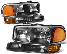 img 4 attached to 🚗 Фары DNA Motoring с черным корпусом и оранжевыми углами для Sierra 99-07 / Yukon XL 1500 2500 00-06