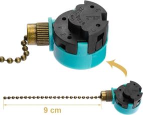 img 3 attached to 🔒 Двойной переключатель потолочного вентилятора Jetec ZE-268S6 со 3-скоростным регулированием и 10-футовым латунным цепочкой для выключателя, включая 10 контактов для потолочных вентиляторов, ламп и настенных светильников.