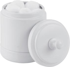 img 1 attached to 🛁 mDesign Matte White Metal Bathroom Vanity Storage Organizer Canister Jar - Ideal for Cotton Balls, Swabs, Makeup Sponges, Bath Salts, Hair Ties, Jewelry - 1 Pack