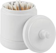 🛁 mdesign matte white metal bathroom vanity storage organizer canister jar - ideal for cotton balls, swabs, makeup sponges, bath salts, hair ties, jewelry - 1 pack logo