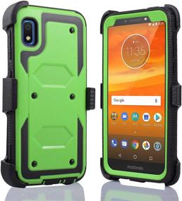 img 3 attached to 📱 Samsung Galaxy A10E Full Body Armor Rugged Holster Defender Case - Green