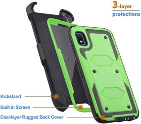 img 1 attached to 📱 Samsung Galaxy A10E Full Body Armor Rugged Holster Defender Case - Green