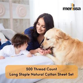 img 3 attached to Premium 500-Thread-Count 100% Cotton Sheets 🛏️ & Pillowcases Set - Superior Quality and Comfort