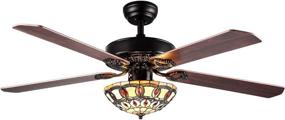 img 4 attached to 🔁 RainierLight Modern Ceiling Fans Led Light: 5 Wood Reversible Blades, Remote Control, 3 Speeds, Quiet Fan, 52-Inch