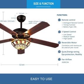 img 3 attached to 🔁 RainierLight Modern Ceiling Fans Led Light: 5 Wood Reversible Blades, Remote Control, 3 Speeds, Quiet Fan, 52-Inch