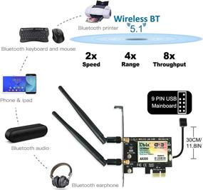 img 1 attached to 📶 Ubit AX WiFi 6 WiFi Card Dual Band 3000 Mbps AX200 PCIE: Fast and Reliable Wireless Connectivity with BT 5.1 and Advanced Features (Supports Win 10 64bit Only)