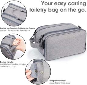 img 2 attached to WANDF Large Toiletry Bag with Waterproof Compartment Travel Toiletry Organizer - Zippered Full Opening - Dopp Kit Shaving Bag for Toiletries & Accessories (Grey)