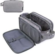 wandf large toiletry bag with waterproof compartment travel toiletry organizer - zippered full opening - dopp kit shaving bag for toiletries & accessories (grey) logo